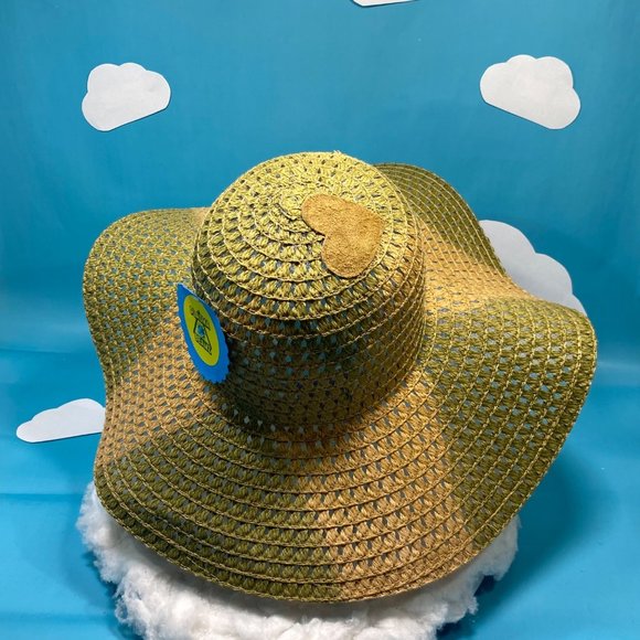 Leather Heart Applique Paper Straw Tie Dyed Sun Hat - Picture 3 of 10